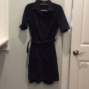 White House Black Market Navy High/Low Shirt Dress